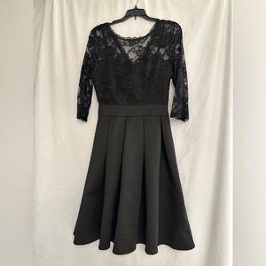 Black cocktail with lace sweetheart neck